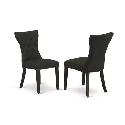 Ensemble de salle à manger rond 3 pièces HomeStock avec plateau en bois massif noir brossé – 4 places