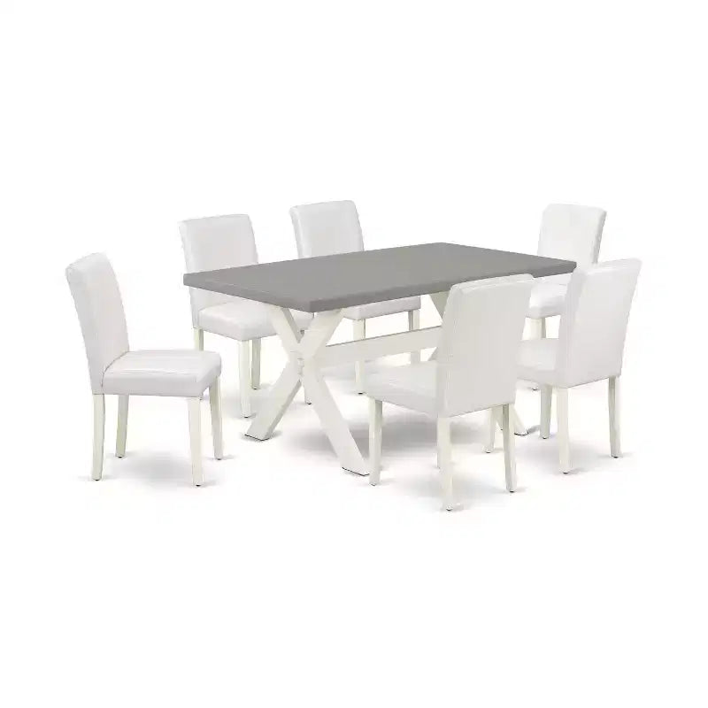 HomeStock 7-Pc Rectangle Natural Oak Finish Solid Wood Top Dining Table with 6-Chairs