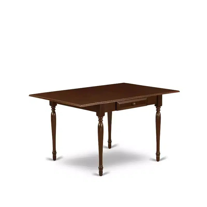 HomeStock 3-Pc Mahogany Finish Solid Wood Top with Dropleaf Dining Table Set - Seats 2