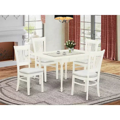 Ensemble de salle à manger du milieu du siècle avec 4 chaises - Ensemble de cuisine bohème - Finition blanc lin