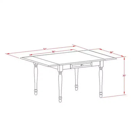 Ensemble de salle à manger du milieu du siècle avec 4 chaises - Ensemble de cuisine bohème - Finition blanc lin