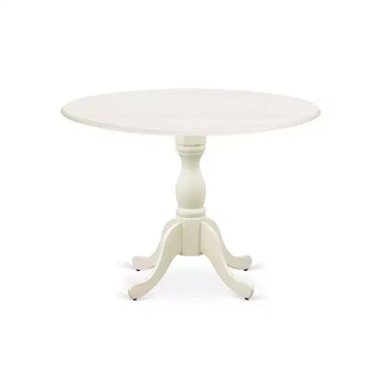 HomeStock 5-Piece Linen White Finish Solid Wood Top Dining table with 4-Chairs with Drop Leaf Lattice Back