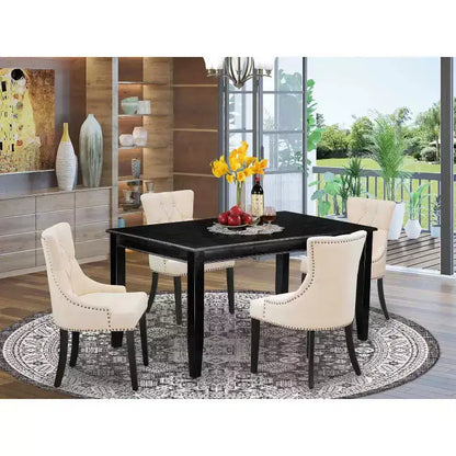 HomeStock 5-Pc Black Finish Solid Wood Top - Rectangular Dining Room Set - Seats 4