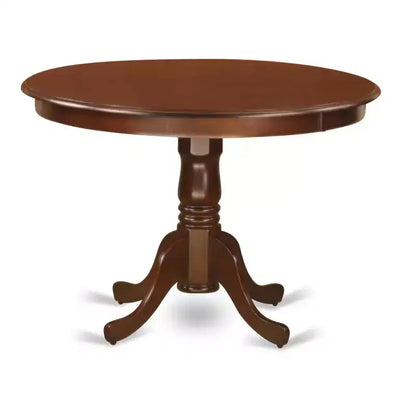 Round Dinette Set 5Pc - 42 Inch Table & 4 Chairs - Linen Fabric - Dark Coffee Finish
