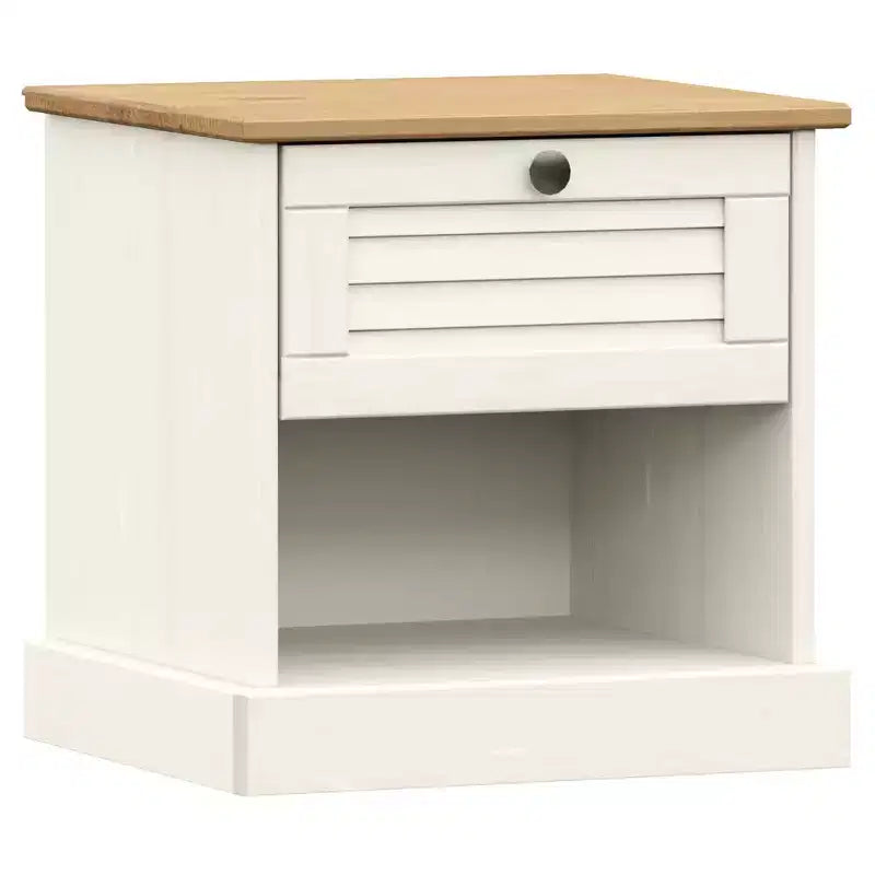 Bedside Cabinet White Solid pine wood, engineered wood, metal