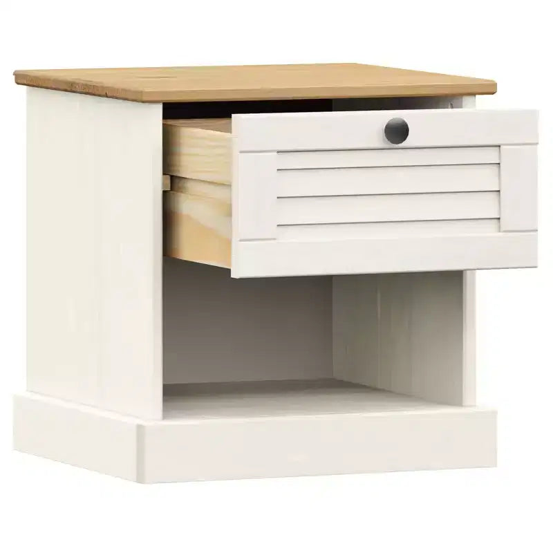 Bedside Cabinet White Solid pine wood, engineered wood, metal