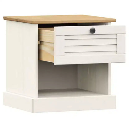 Bedside Cabinet White Solid pine wood, engineered wood, metal