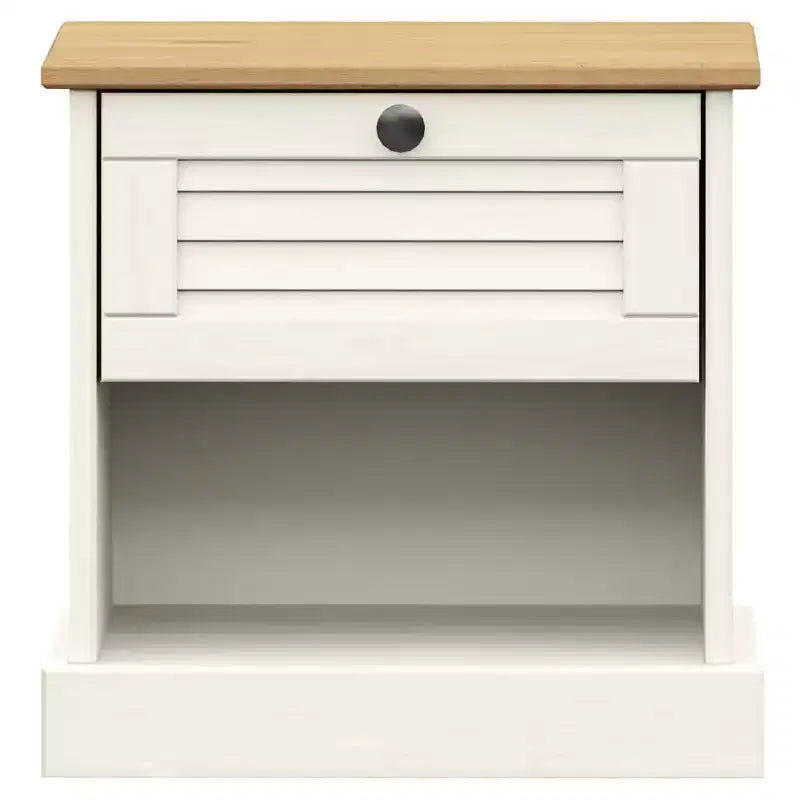 Bedside Cabinet White Solid pine wood, engineered wood, metal