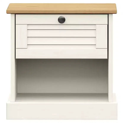 Bedside Cabinet White Solid pine wood, engineered wood, metal