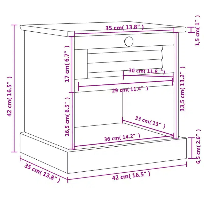Bedside Cabinet White Solid pine wood, engineered wood, metal