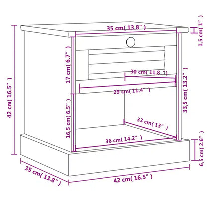 Bedside Cabinet White Solid pine wood, engineered wood, metal