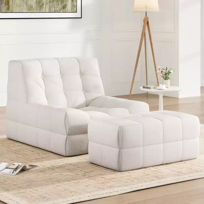 GDFStudio Hayes Ergonomic Memory Foam Bean Bag Chair with Ottoman