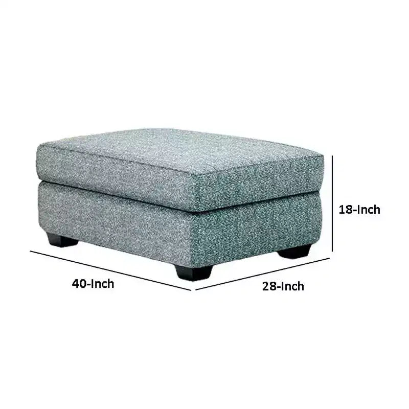 Pouf Royal Hampton, dessus rembourré en polyester sarcelle, bois noir, 102 cm