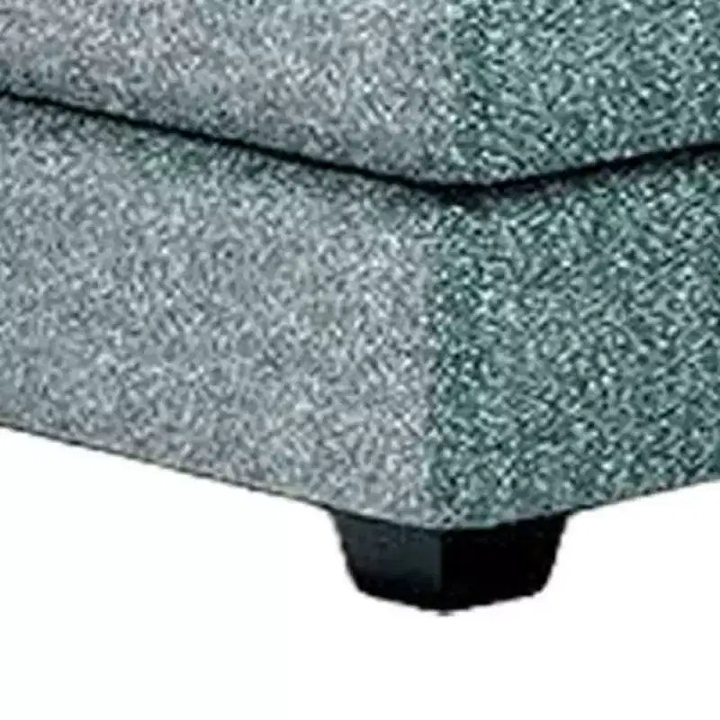 Pouf Royal Hampton, dessus rembourré en polyester sarcelle, bois noir, 102 cm