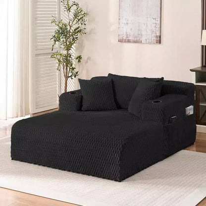 Mjkone 54Chaise Lounge Chair,Turtle Velvet Single Sofa Chair,Upholstered Reading Chair With Pillows,Cup Holders,Side Pockets