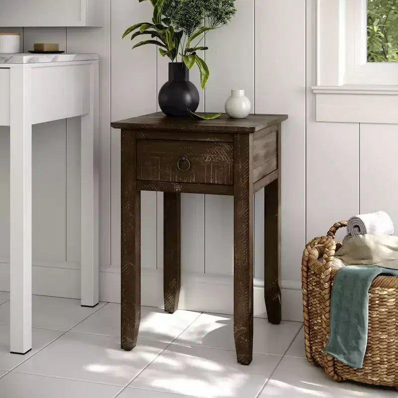 Jofran,Devon Farmhouse Distressed Solid Wood End Table