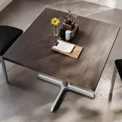 Flash Furniture Bennett Square Solid Wood Commercial Indoor Tabletop with 30 x 30 Dining Height Rust-Resistant Cast Iron X-Base