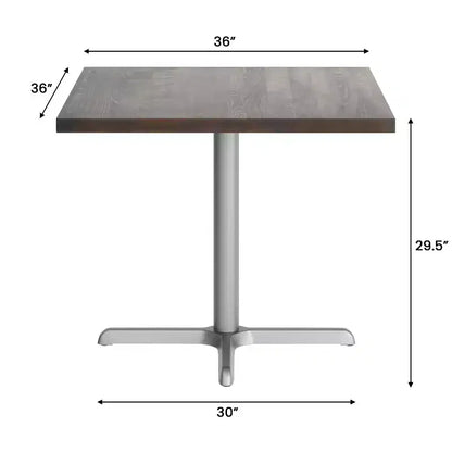 Flash Furniture Bennett Square Solid Wood Commercial Indoor Tabletop with 30 x 30 Dining Height Rust-Resistant Cast Iron X-Base