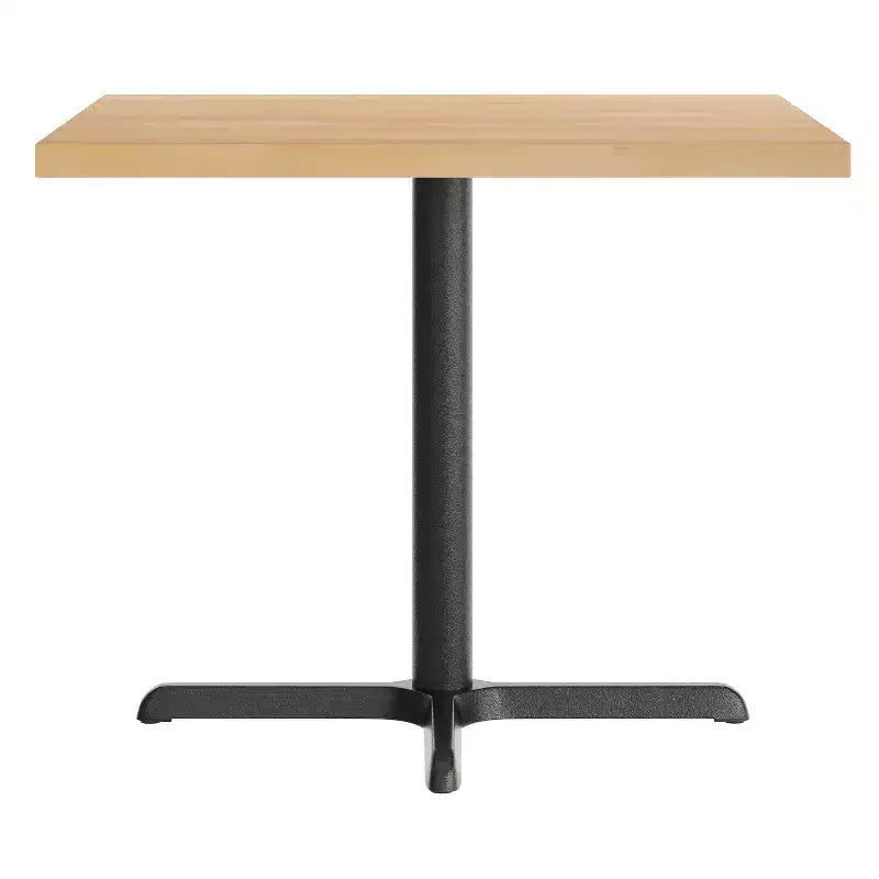 Flash Furniture Bennett Square Solid Wood Commercial Indoor Tabletop with 30 x 30 Dining Height Rust-Resistant Cast Iron X-Base