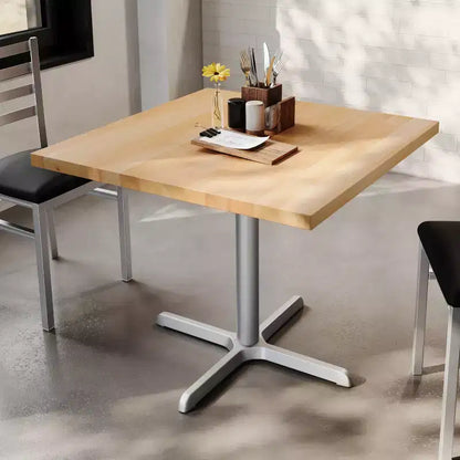 Flash Furniture Bennett Square Solid Wood Commercial Indoor Tabletop with 30 x 30 Dining Height Rust-Resistant Cast Iron X-Base