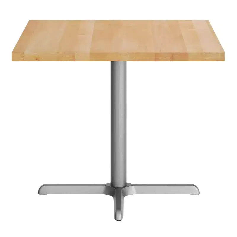 Flash Furniture Bennett Square Solid Wood Commercial Indoor Tabletop with 30 x 30 Dining Height Rust-Resistant Cast Iron X-Base