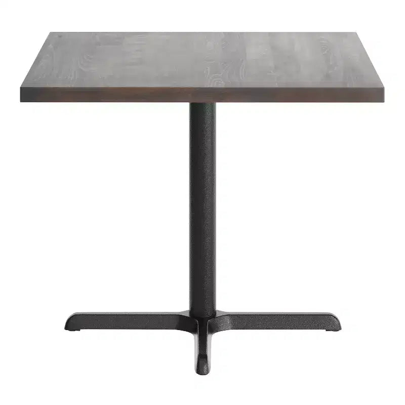 Flash Furniture Bennett Square Solid Wood Commercial Indoor Tabletop with 30 x 30 Dining Height Rust-Resistant Cast Iron X-Base