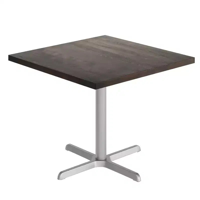 Flash Furniture Bennett Square Solid Wood Commercial Indoor Tabletop with 30 x 30 Dining Height Rust-Resistant Cast Iron X-Base