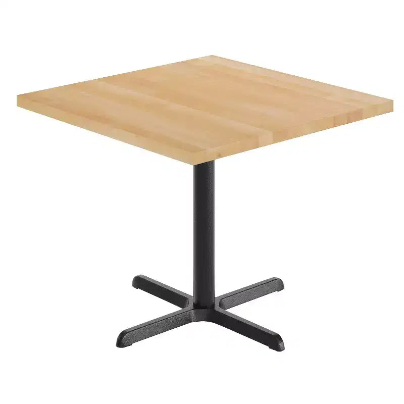 Flash Furniture Bennett Square Solid Wood Commercial Indoor Tabletop with 30 x 30 Dining Height Rust-Resistant Cast Iron X-Base