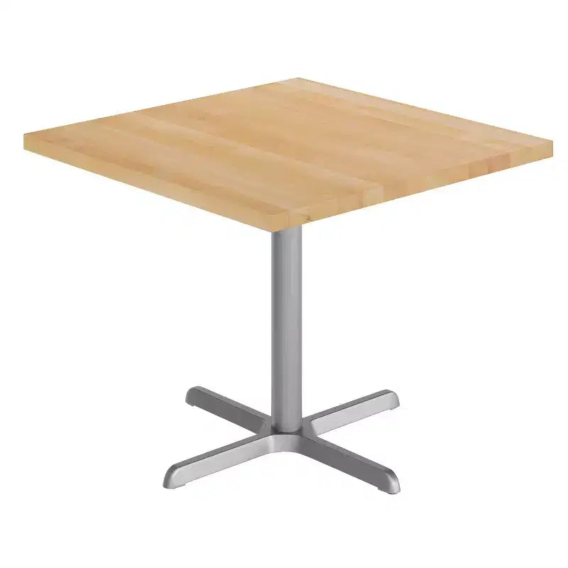 Flash Furniture Bennett Square Solid Wood Commercial Indoor Tabletop with 30 x 30 Dining Height Rust-Resistant Cast Iron X-Base