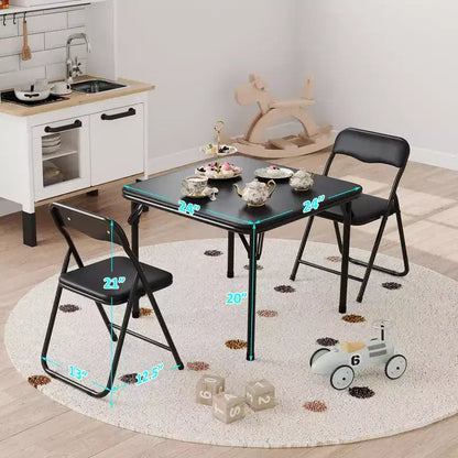 Set of 3 Folding Table and Chair with PU Upholstered - Perfect for Eating, Reading, and Playing