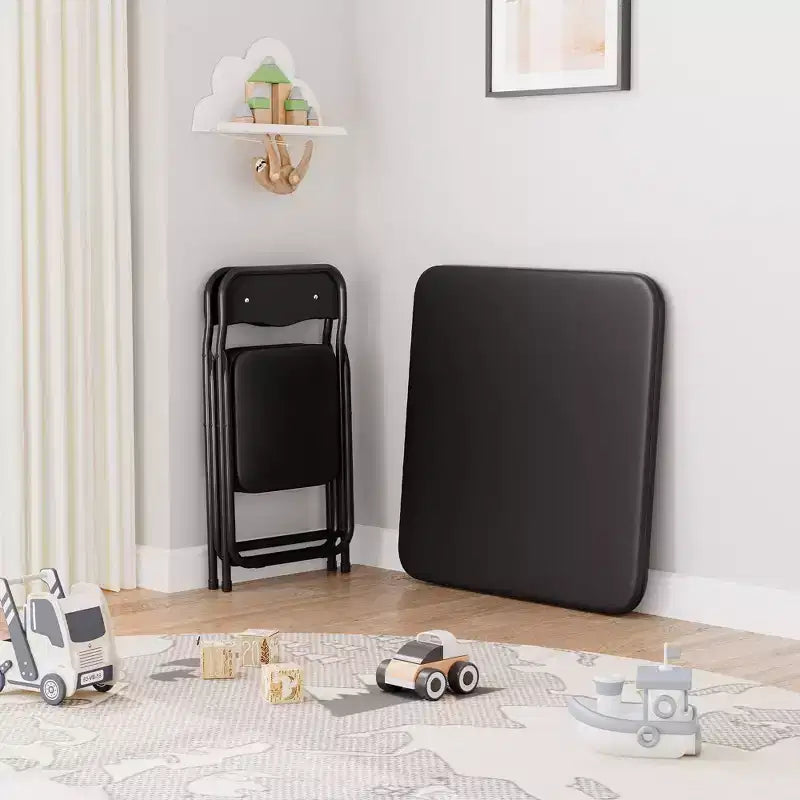 Set of 3 Folding Table and Chair with PU Upholstered - Perfect for Eating, Reading, and Playing