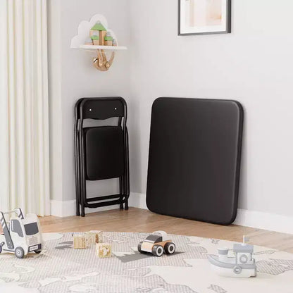 Set of 3 Folding Table and Chair with PU Upholstered - Perfect for Eating, Reading, and Playing