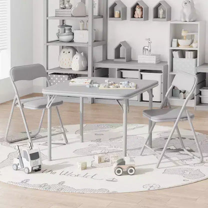 Set of 3 Folding Table and Chair with PU Upholstered - Perfect for Eating, Reading, and Playing
