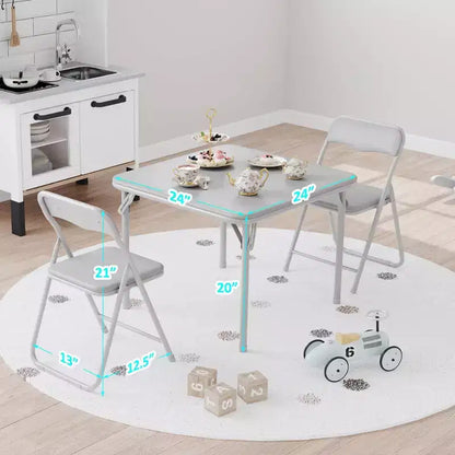 Set of 3 Folding Table and Chair with PU Upholstered - Perfect for Eating, Reading, and Playing
