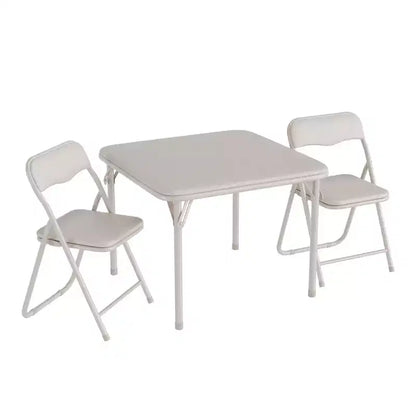 Set of 3 Folding Table and Chair with PU Upholstered - Perfect for Eating, Reading, and Playing