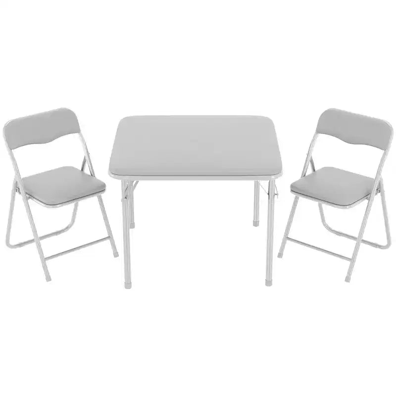 Set of 3 Folding Table and Chair with PU Upholstered - Perfect for Eating, Reading, and Playing