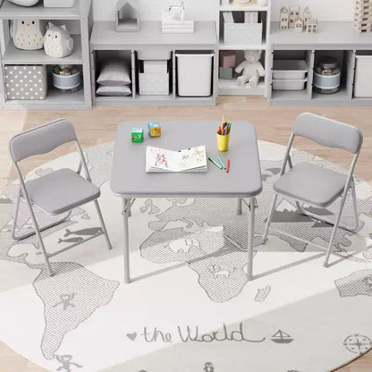 Set of 3 Folding Table and Chair with PU Upholstered - Perfect for Eating, Reading, and Playing