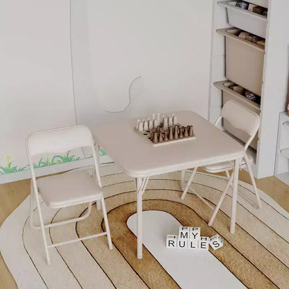 Set of 3 Folding Table and Chair with PU Upholstered - Perfect for Eating, Reading, and Playing
