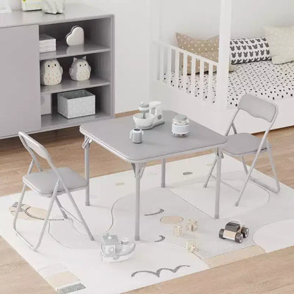 Set of 3 Folding Table and Chair with PU Upholstered - Perfect for Eating, Reading, and Playing