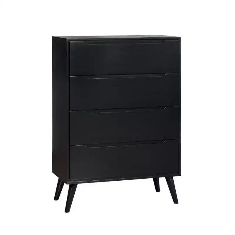 Commode 4 tiroirs Royal Hampton en bois avec pieds ronds fuselés, Noir