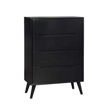 Commode 4 tiroirs Royal Hampton en bois avec pieds ronds fuselés, Noir