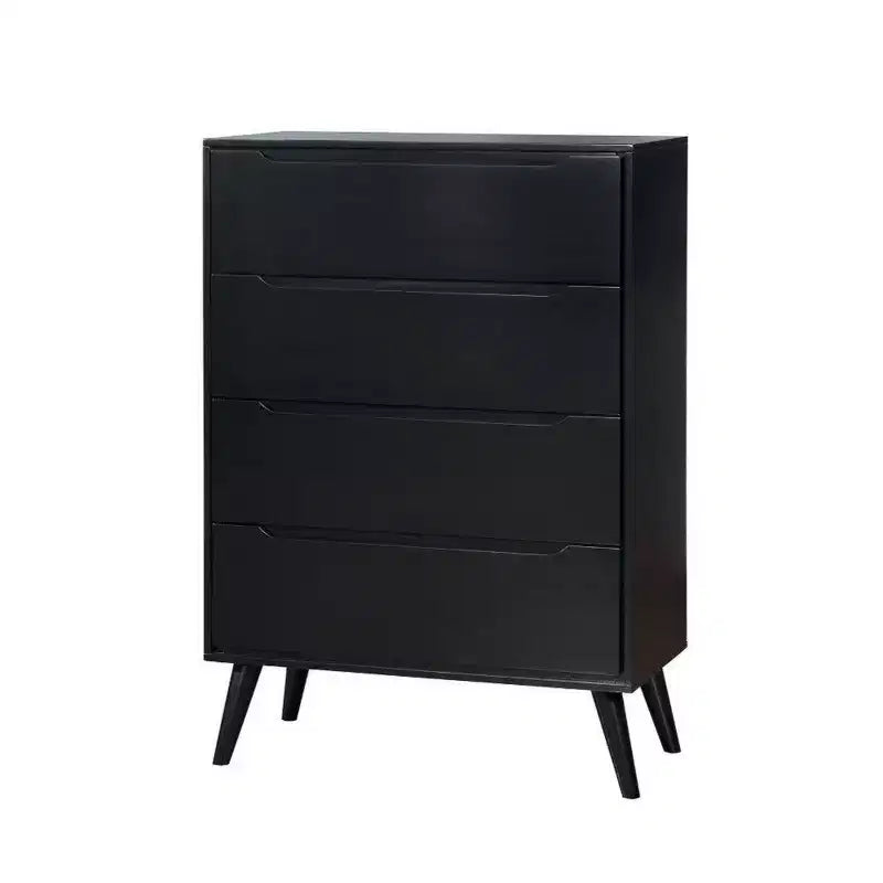 Commode 4 tiroirs Royal Hampton en bois avec pieds ronds fuselés, Noir