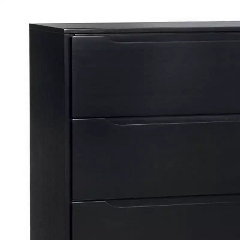 Commode 4 tiroirs Royal Hampton en bois avec pieds ronds fuselés, Noir
