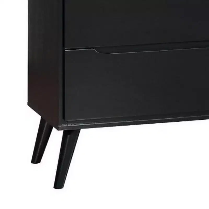Commode 4 tiroirs Royal Hampton en bois avec pieds ronds fuselés, Noir