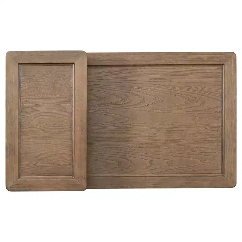 2 Tier Coffee Table with Rattan Drawer, Wood Square Center Table with Storage Shelf and 2 Tabletops for Living Room