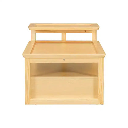 2 Tier Coffee Table with Rattan Drawer, Wood Square Center Table with Storage Shelf and 2 Tabletops for Living Room