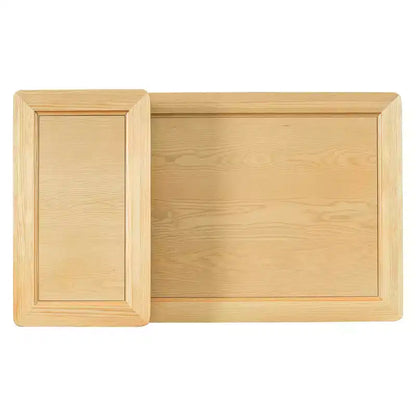 2 Tier Coffee Table with Rattan Drawer, Wood Square Center Table with Storage Shelf and 2 Tabletops for Living Room
