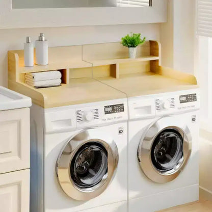 Plan de travail pour laveuse-sécheuse, plateau d'étagère en bois pour buanderie, organisateur double couche peu profond pour comptoir de buanderie avec panier à linge