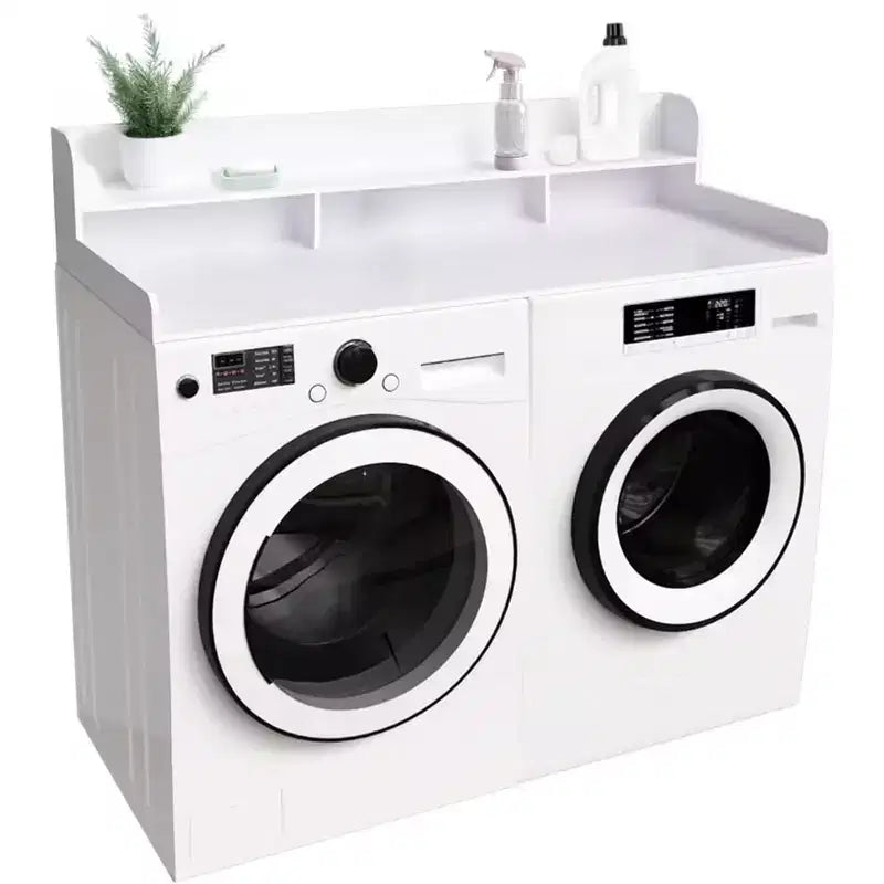 Plan de travail pour laveuse-sécheuse, plateau d'étagère en bois pour buanderie, organisateur double couche peu profond pour comptoir de buanderie avec panier à linge