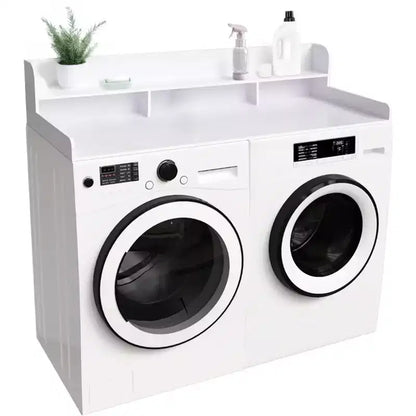 Plan de travail pour laveuse-sécheuse, plateau d'étagère en bois pour buanderie, organisateur double couche peu profond pour comptoir de buanderie avec panier à linge